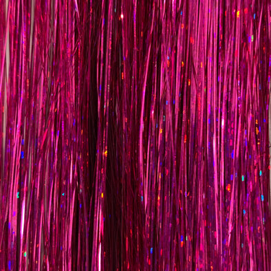 Hot pink hair tinsel - 48 inches long and comes in a pack of 120 strands.