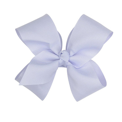 Lilac bow made with grosgrain ribbon.