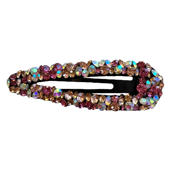 Mixed colour crystal hair clip set on a well-made sturdy back.