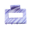 Image of small square hair claw in lilac on white background.
