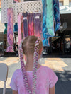 Jumbo hair braid in Pink, Purple, Light Mint Green. Measurements: Each strand is 48 inches long.