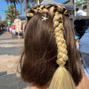 Jumbo hair braid in gold blonde with gold tinsel. Measurements: Each strand is 48 inches long.