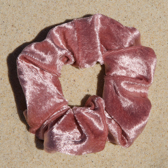 Pink - Evie Scrunchie (Blush)Colour/Pattern: Blush. Material: Velveteen. Dimensions: Material width approximately 4cm. Made by us in Bondi Beach.