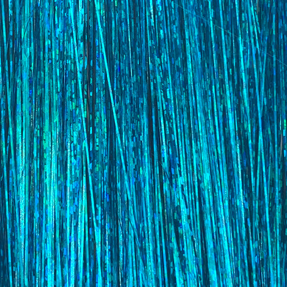 Aqua blue hair tinsel - 48 inches long and comes in a pack of 120 strands.