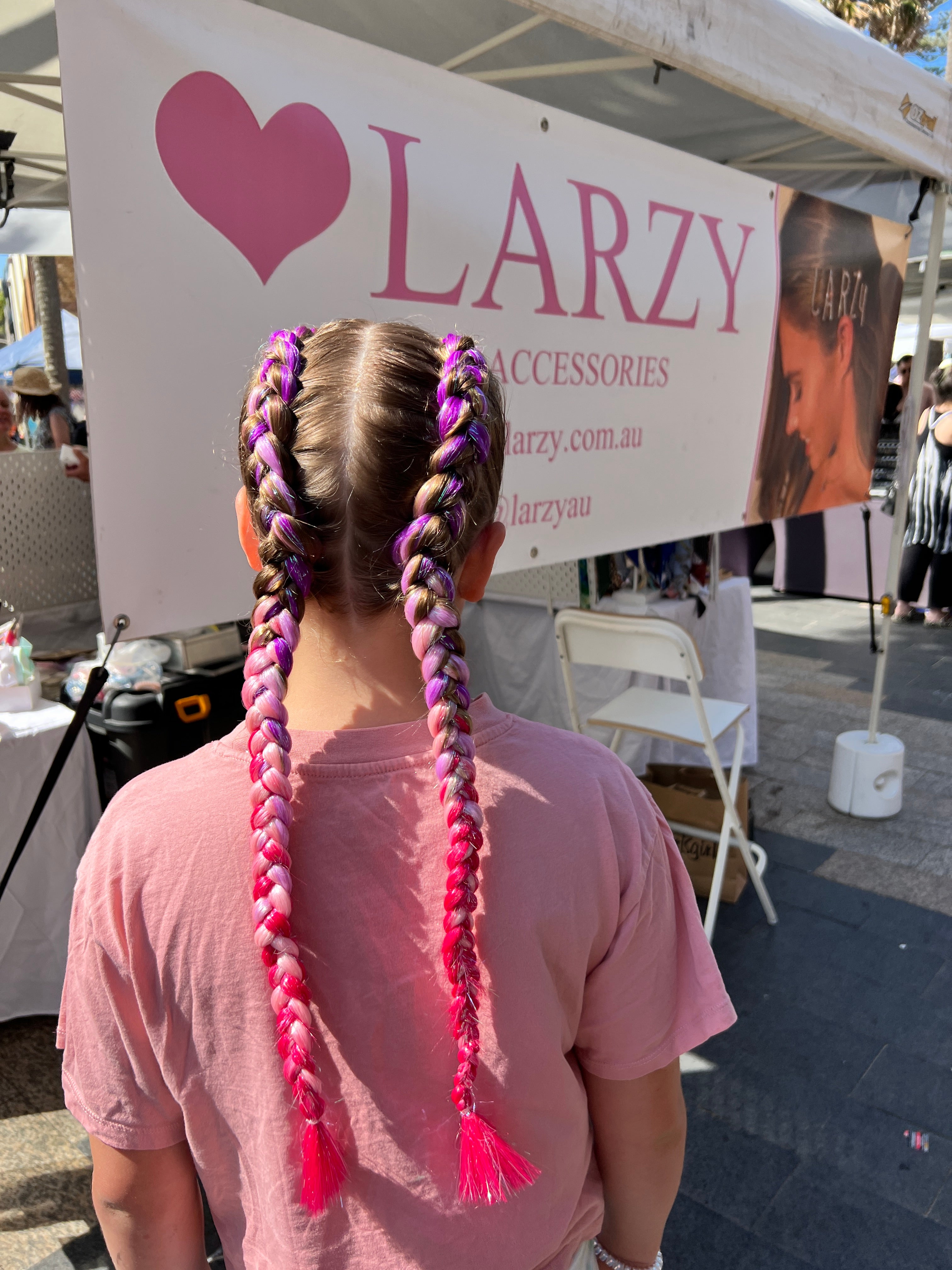 Jumbo hair braid in purple, lilac, pale pink and pink with tinsel – Larzy  Pty Ltd