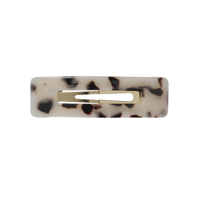 Brown/cream tortoiseshell rectangle hair clip.