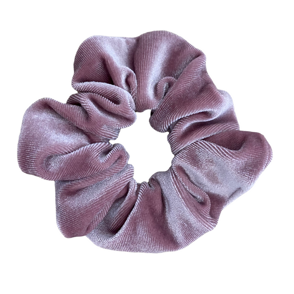 Dusty pink velvet hair scrunchie.