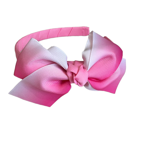 Pink ombre headband made with grosgrain ribbon.