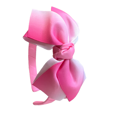 Pink ombre headband made with grosgrain ribbon.