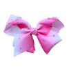 Pink ombre diamante hair bow made with grosgrain ribbon.
