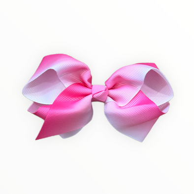 Pink ombre hair bow made with grosgrain ribbon.