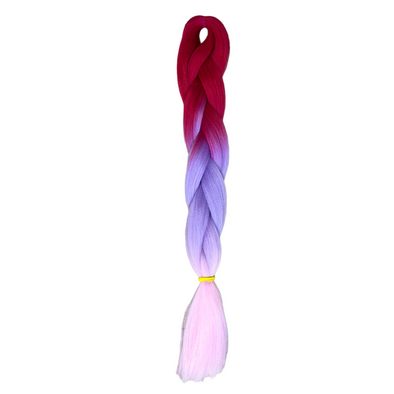 Jumbo hair braid in fuchsia, purple and pink.