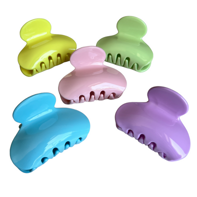 Addison Mini Hair Claw in blue, green, pink, purple and yellow.