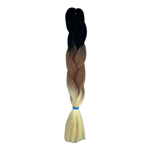 Jumbo hair braid in dark brown, brown and golden blonde.