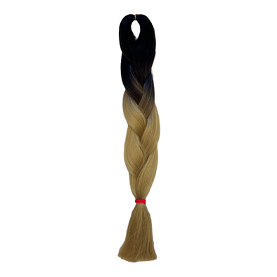 Jumbo hair braid in black and golden brown.