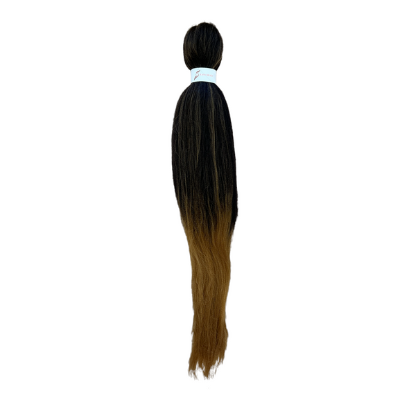 Jumbo hair braid in dark brown and brown.