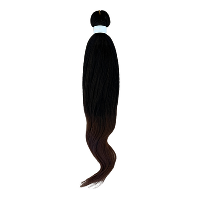 Jumbo hair braid in dark dark brown and dark chestnut brown.