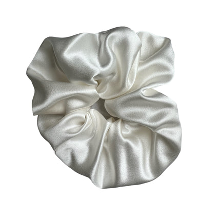 Cream silk scrunchie handmade.