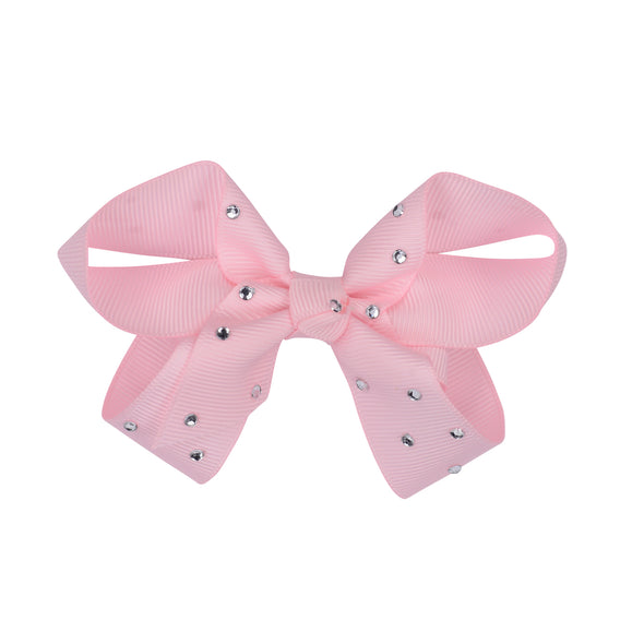 Pink diamonte hair bow.