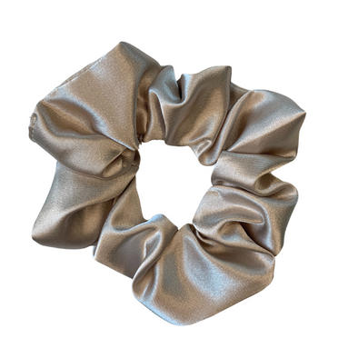 Silk Scrunchie - Champagne. Colour/Pattern: Champagne  Material: 100% Mulberry Silk. Dimensions: Material width approximately 4 cm. Made by us in Bondi Beach.