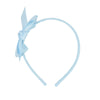 Pale blue headband with bow.