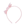Pink headband with bow.