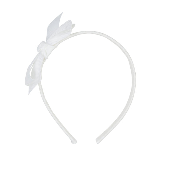 White headband with bow.
