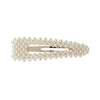 Gorgeous large pearl (faux) semi covered triangle hair clip in gold coloured setting.