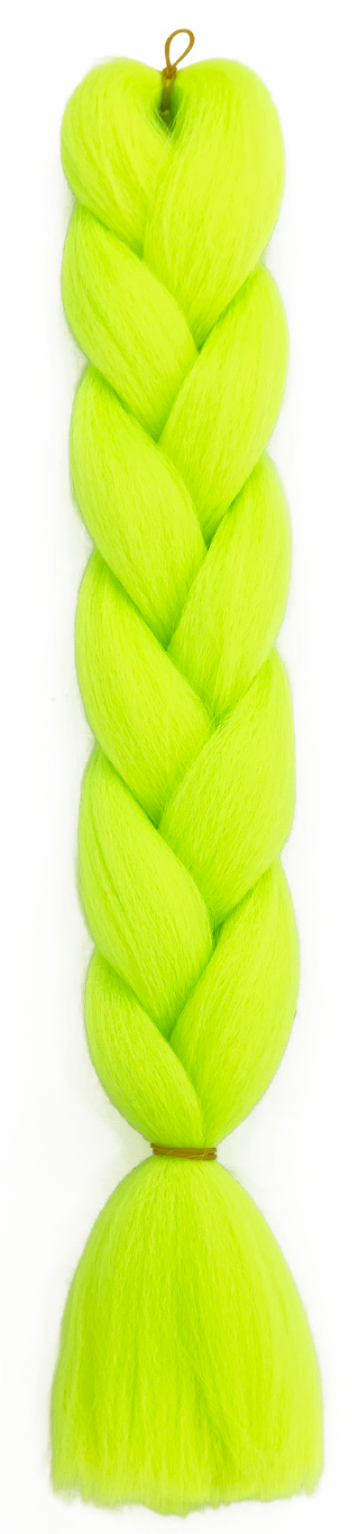 Jumbo hair braid in fluro yellow / green. Measurements: Each strand is 48 inches long.