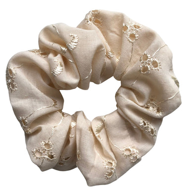 Cream/Neutral/Brown - Mykonos Scrunchie (Pale Peach). Colour/Pattern: Pale peach (almost cream).  Material: Poly cotton. Another worldDimensions: Material width approximately 4cm.  Made in Bondi Beach.