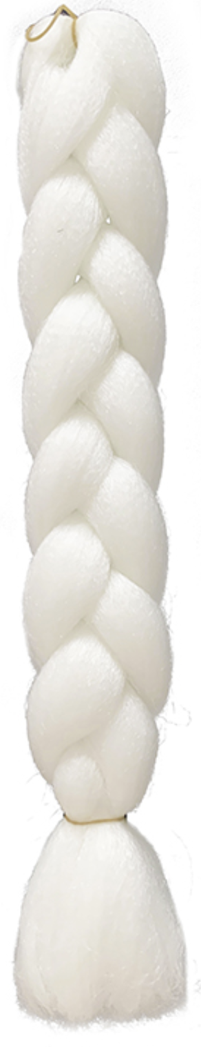 Jumbo hair braid in white. Measurements: Each strand is 48 inches long.